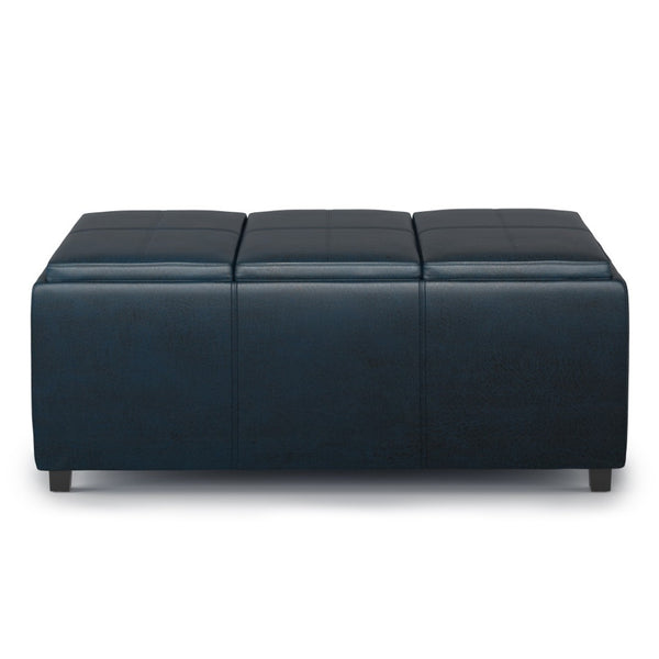 HomeRoots 42" Dark Brown & Blue Upholstered Storage Ottoman - Stylish, Multi-Functional Seating & Organizer 640240