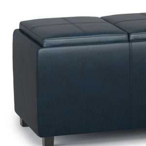 HomeRoots 42" Dark Brown & Blue Upholstered Storage Ottoman - Stylish, Multi-Functional Seating & Organizer 640240