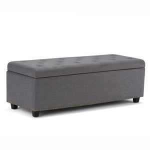 HomeRoots 48" Stylish Dark Brown and Slate Gray Upholstered Storage Ottoman for Versatile Living Room Use 640242