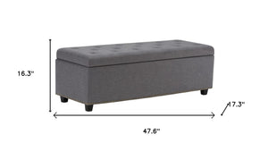 HomeRoots 48" Stylish Dark Brown and Slate Gray Upholstered Storage Ottoman for Versatile Living Room Use 640242