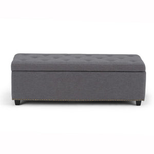 HomeRoots 48" Stylish Dark Brown and Slate Gray Upholstered Storage Ottoman for Versatile Living Room Use 640242