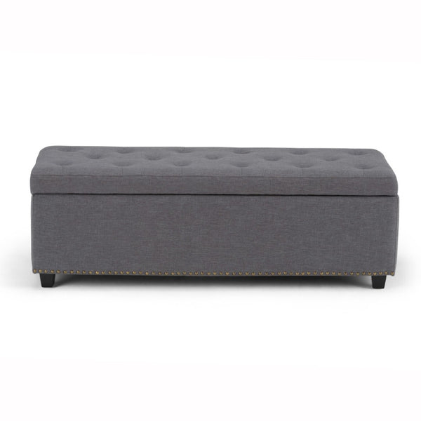 HomeRoots 48" Stylish Dark Brown and Slate Gray Upholstered Storage Ottoman for Versatile Living Room Use 640242
