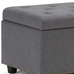 HomeRoots 48" Stylish Dark Brown and Slate Gray Upholstered Storage Ottoman for Versatile Living Room Use 640242