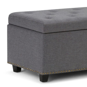 HomeRoots 48" Stylish Dark Brown and Slate Gray Upholstered Storage Ottoman for Versatile Living Room Use 640242