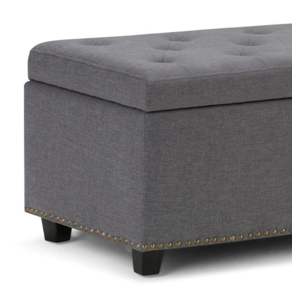 HomeRoots 48" Stylish Dark Brown and Slate Gray Upholstered Storage Ottoman for Versatile Living Room Use 640242