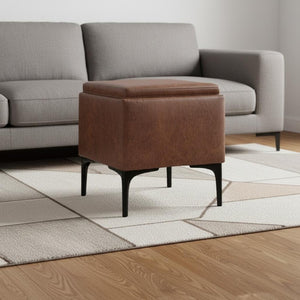 18 Inch Round Storage Ottoman Compact Accent Seat for Living Room or Bedroom Decor