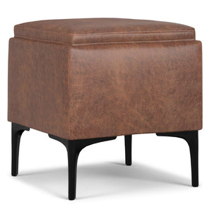 18 Inch Round Storage Ottoman Compact Accent Seat for Living Room or Bedroom Decor