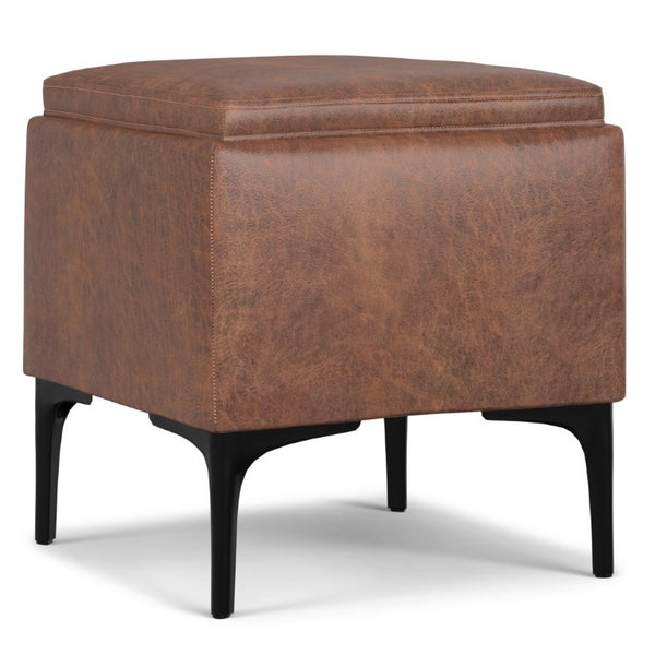 18 Inch Round Storage Ottoman Compact Accent Seat for Living Room or Bedroom Decor