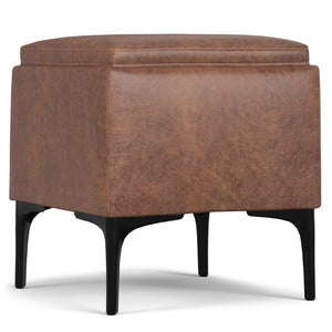 18 Inch Round Storage Ottoman Compact Accent Seat for Living Room or Bedroom Decor