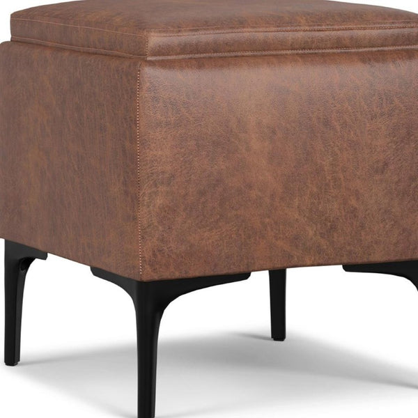 18 Inch Round Storage Ottoman Compact Accent Seat for Living Room or Bedroom Decor