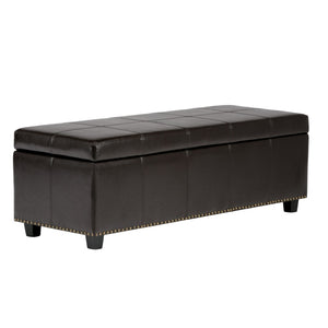 HomeRoots 48" Versatile Dark Brown and Coffee Upholstery Storage Ottoman for Stylish Seating & Organization 640245