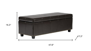 HomeRoots 48" Versatile Dark Brown and Coffee Upholstery Storage Ottoman for Stylish Seating & Organization 640245
