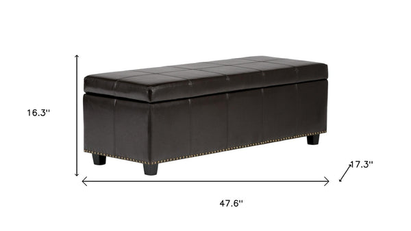 HomeRoots 48" Versatile Dark Brown and Coffee Upholstery Storage Ottoman for Stylish Seating & Organization 640245