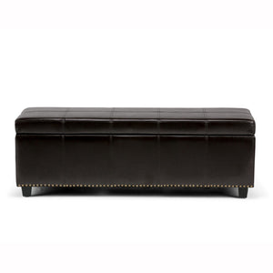 HomeRoots 48" Versatile Dark Brown and Coffee Upholstery Storage Ottoman for Stylish Seating & Organization 640245