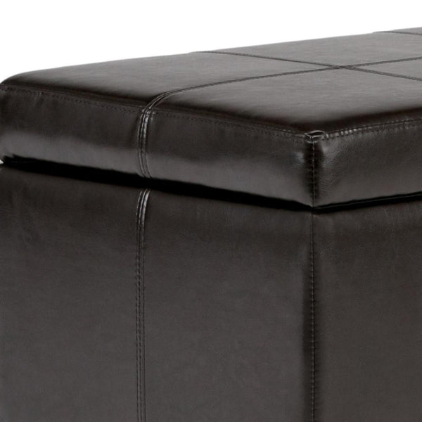 HomeRoots 48" Versatile Dark Brown and Coffee Upholstery Storage Ottoman for Stylish Seating & Organization 640245