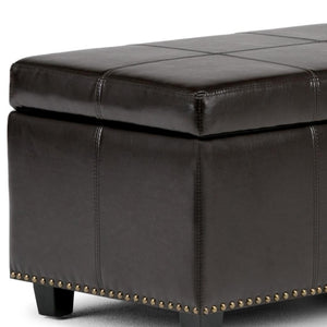 HomeRoots 48" Versatile Dark Brown and Coffee Upholstery Storage Ottoman for Stylish Seating & Organization 640245