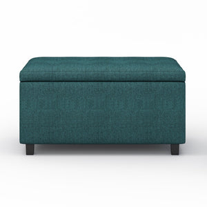 HomeRoots 34" Stylish Dark Brown & Teal Upholstered Storage Ottoman - Versatile Seating & Hidden Storage Solution 640246