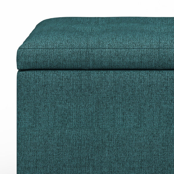 HomeRoots 34" Stylish Dark Brown & Teal Upholstered Storage Ottoman - Versatile Seating & Hidden Storage Solution 640246