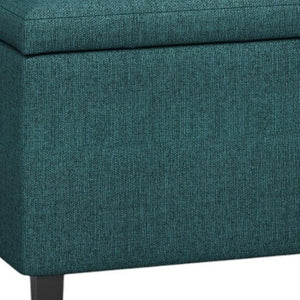 HomeRoots 34" Stylish Dark Brown & Teal Upholstered Storage Ottoman - Versatile Seating & Hidden Storage Solution 640246