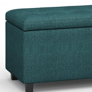 HomeRoots 34" Stylish Dark Brown & Teal Upholstered Storage Ottoman - Versatile Seating & Hidden Storage Solution 640246