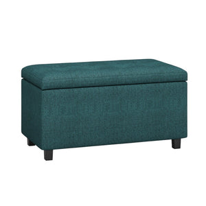 HomeRoots 34" Stylish Dark Brown & Teal Upholstered Storage Ottoman - Versatile Seating & Hidden Storage Solution 640246