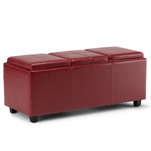 HomeRoots 42" Stylish Dark Brown and Red Upholstered Storage Ottoman - Functional Seating & Hidden Storage Solution 640247