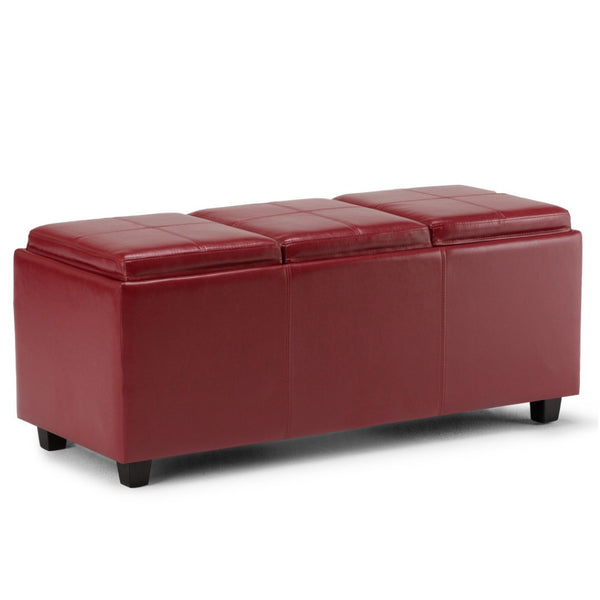 HomeRoots 42" Stylish Dark Brown and Red Upholstered Storage Ottoman - Functional Seating & Hidden Storage Solution 640247