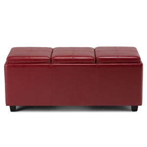 HomeRoots 42" Stylish Dark Brown and Red Upholstered Storage Ottoman - Functional Seating & Hidden Storage Solution 640247