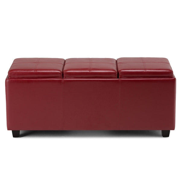 HomeRoots 42" Stylish Dark Brown and Red Upholstered Storage Ottoman - Functional Seating & Hidden Storage Solution 640247