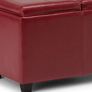 HomeRoots 42" Stylish Dark Brown and Red Upholstered Storage Ottoman - Functional Seating & Hidden Storage Solution 640247