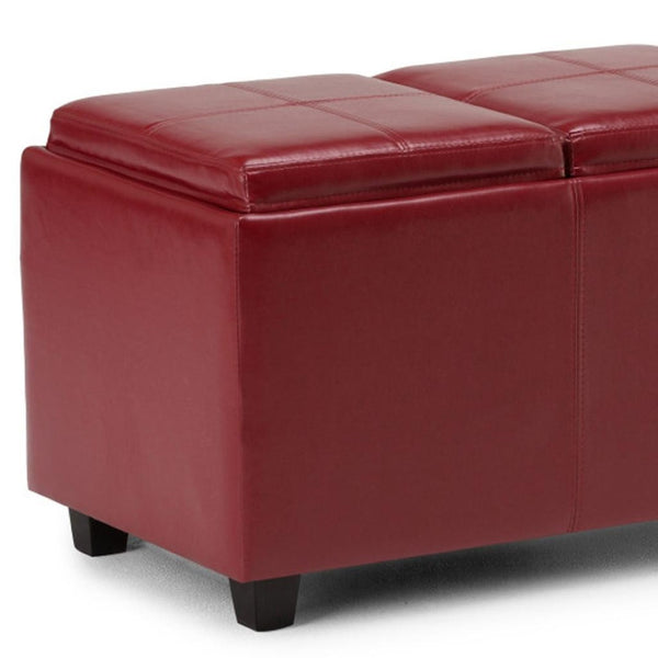 HomeRoots 42" Stylish Dark Brown and Red Upholstered Storage Ottoman - Functional Seating & Hidden Storage Solution 640247