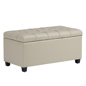HomeRoots 33" Elegant Espresso and Cream Upholstered Storage Ottoman – Stylish Seating & Hidden Storage Solution 640248