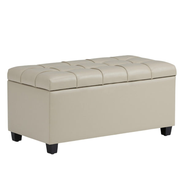 HomeRoots 33" Elegant Espresso and Cream Upholstered Storage Ottoman – Stylish Seating & Hidden Storage Solution 640248
