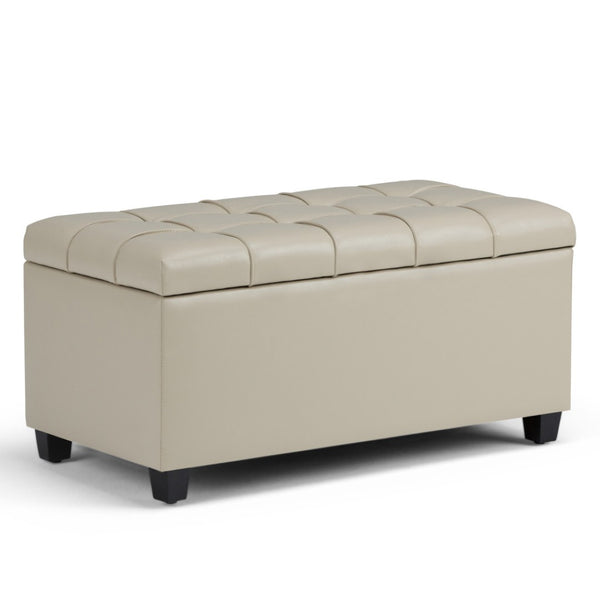 HomeRoots 33" Elegant Espresso and Cream Upholstered Storage Ottoman – Stylish Seating & Hidden Storage Solution 640248