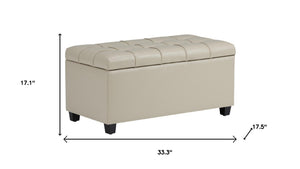 HomeRoots 33" Elegant Espresso and Cream Upholstered Storage Ottoman – Stylish Seating & Hidden Storage Solution 640248