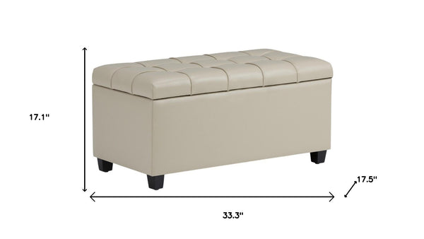 HomeRoots 33" Elegant Espresso and Cream Upholstered Storage Ottoman – Stylish Seating & Hidden Storage Solution 640248