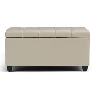 HomeRoots 33" Elegant Espresso and Cream Upholstered Storage Ottoman – Stylish Seating & Hidden Storage Solution 640248