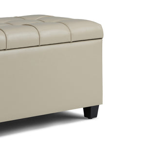 HomeRoots 33" Elegant Espresso and Cream Upholstered Storage Ottoman – Stylish Seating & Hidden Storage Solution 640248