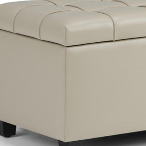HomeRoots 33" Elegant Espresso and Cream Upholstered Storage Ottoman – Stylish Seating & Hidden Storage Solution 640248