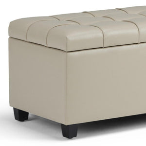 HomeRoots 33" Elegant Espresso and Cream Upholstered Storage Ottoman – Stylish Seating & Hidden Storage Solution 640248