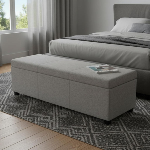 HomeRoots 54" Modern Upholstered Storage Ottoman with Hidden Compartment - Stylish Seating & Versatile Use 640249