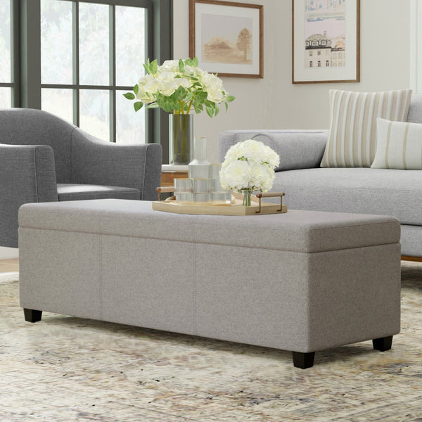 HomeRoots 54" Modern Upholstered Storage Ottoman with Hidden Compartment - Stylish Seating & Versatile Use 640249