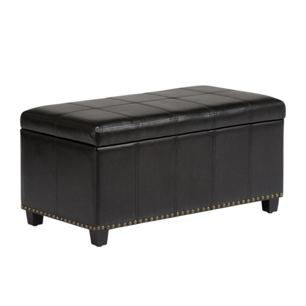 HomeRoots 33" Espresso and Black Upholstery Storage Ottoman - Stylish, Multi-Functional Seating with Hidden Space 640250