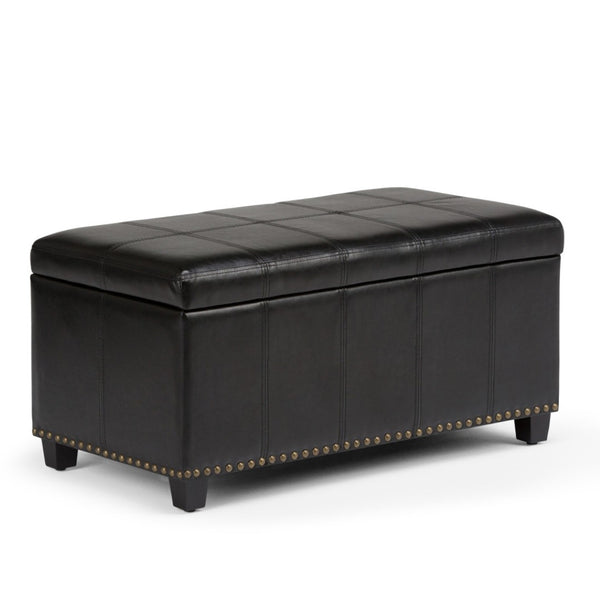 HomeRoots 33" Espresso and Black Upholstery Storage Ottoman - Stylish, Multi-Functional Seating with Hidden Space 640250