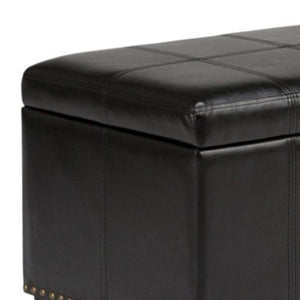 HomeRoots 33" Espresso and Black Upholstery Storage Ottoman - Stylish, Multi-Functional Seating with Hidden Space 640250