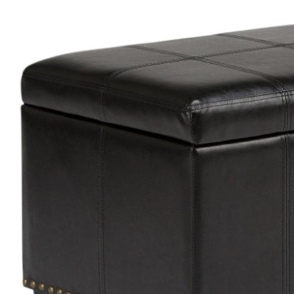 HomeRoots 33" Espresso and Black Upholstery Storage Ottoman - Stylish, Multi-Functional Seating with Hidden Space 640250