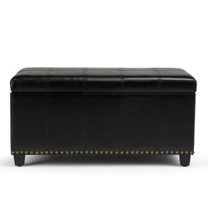 HomeRoots 33" Espresso and Black Upholstery Storage Ottoman - Stylish, Multi-Functional Seating with Hidden Space 640250
