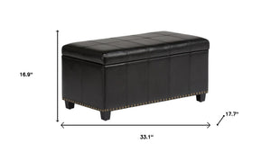 HomeRoots 33" Espresso and Black Upholstery Storage Ottoman - Stylish, Multi-Functional Seating with Hidden Space 640250