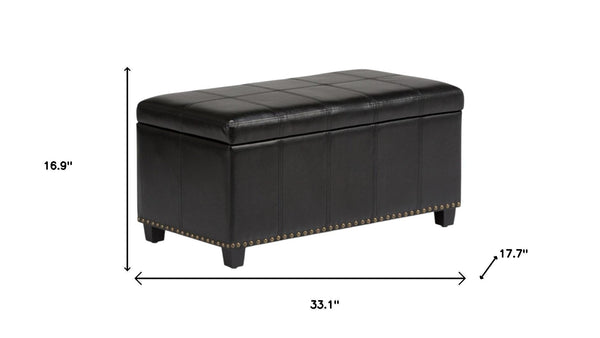 HomeRoots 33" Espresso and Black Upholstery Storage Ottoman - Stylish, Multi-Functional Seating with Hidden Space 640250