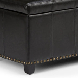 HomeRoots 33" Espresso and Black Upholstery Storage Ottoman - Stylish, Multi-Functional Seating with Hidden Space 640250